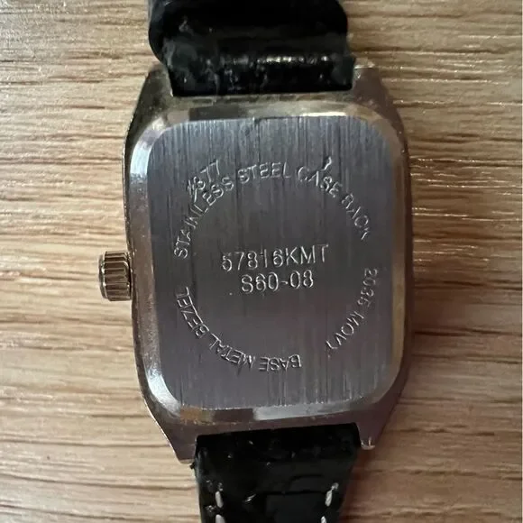 Dakota Wrist Watch Rectangle Black Leather Band Classic - Picture 2 of 5